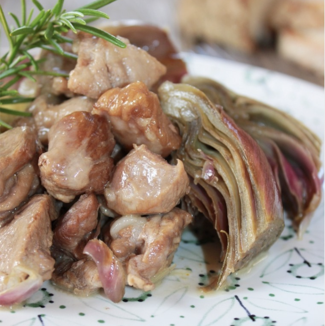 Lamb stew, artichokes, and whole barley. Crazy Fork Family Recipes
